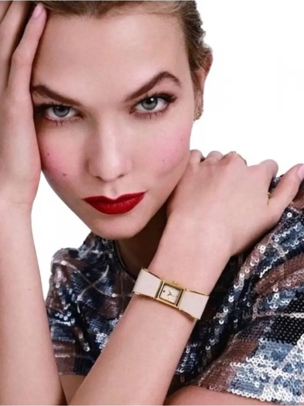 Kate Spade Gold-Tone Pink Enamel Bow Bangle Watch New